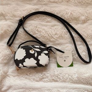 Kate Spade Black and White Floral Crossbody Bag